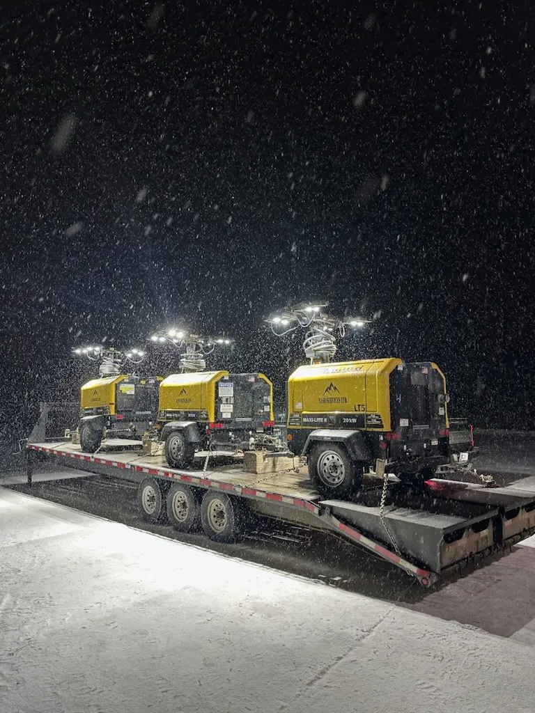 Nash Services light towers and generators staged for delivery in Alberta